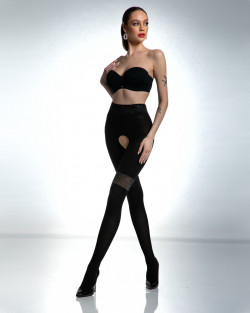 Seksowne grube czarne kryjące 80 den rajstopy strip panty z dziurką w kroku mikrofibra